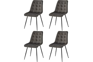 GrandCA HOME 4er-Set Esszimmerstühle, gepolsterte Stühle mit Samtbezug und Metallbeinen, Moderne Küchenstühle für das Esszimmer,Dunkelgrau
