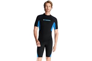 X-MANTA Combinaison courte en néoprène pour homme et femme - 3 mm - Fermeture dorsale - Manches courtes - Pour la plongée, le surf et la natation