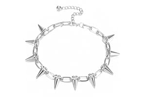 Abeillo Goth Choker Necklaces for Women, Spike Choker Punk Rock Choker Jewellery Vintage Y2k Accessories for Men and Women (Silver)