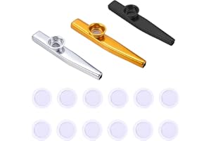 ZYBLSSBB 3 Stück Kazoo-Instrument aus Metall mit 12 austauschbaren Membranen,Kazoos, Nasenflöte. Lustiges Instrument für Musikliebhaber und Anfänger (3 Farben).