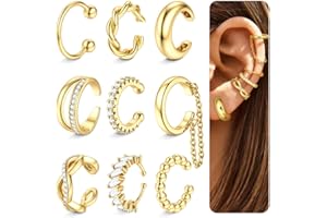Morfetto Ear Cuff Gold für Damen 9 Ohrringe Ohne Ohrloch Ohrclips Damen Ohne Ohrlöcher Ohrmanschette Silber Ohrringe 14K Vergoldet Fake Piercings in Geschenkbox