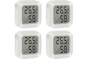 MAJOME Digital Thermometer Hygrometer innen 4 Stück, raumthermometer mini zimmerthermometer temperatur und luftfeuchtigkeitsmesser mit Schalter für Babyzimmer Wohnzimmer Büro Gewächshaus