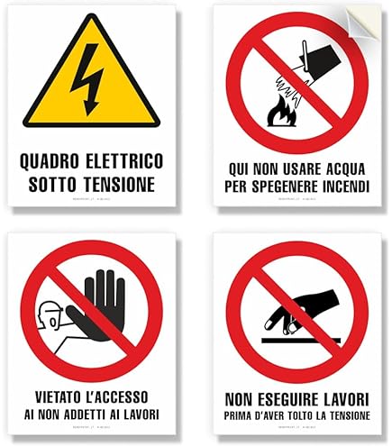 KIT DI 6 ADESIVI UNI - Pericolo Campo Magnetico - Pittogramma ISO 7010