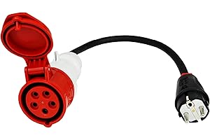 EVEXPERT Caricatore per auto elettrica con caricatore mobile, adattatore premium SCHUKO a CEE 5 poli, Walther | 16 A a 16 – 32 A, cavo di cavo 0,5 m