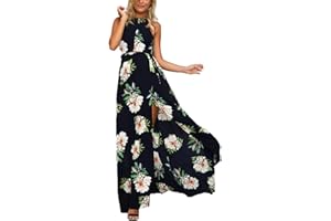 chuangminghangqi Vestido largo de verano para mujer, vestido largo con espalda descubierta, estilo vintage, cuello halter noche, fiesta, cóctel elegante