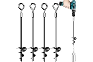 Lot de 4 ancrages de Sol pour Trampoline - Kit d'ancrage pour tentes, balançoires, auvents, Trampolines en métal - Vent Fort…