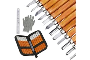 77Star Woodworking Tools Set 12PCS Wood Whittling Kit for DIY Lovers Beginners, Including Storage Bag (14)