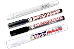 Someie GSI Creos Gundam Marker Pour Type GM301 Black & GM302 Gray & Eraser Pen GM300 & Knock-Type Eraser Flow-in Type Panel Liner Pen
