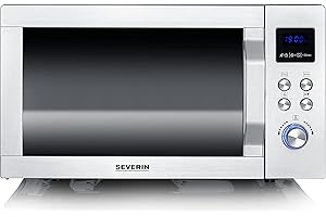 SEVERIN Four à micro-ondes 25 L, 2 050 W, Four micro-onde gril et chaleur tournante pulsée, Micro-onde 10 niveaux de puissance, Fond plat en céramique, Inox, MW 7777