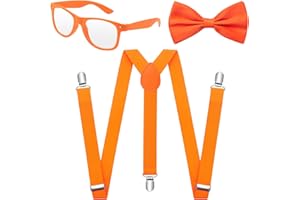 RSXING Mens Braces Bow Tie and Suspenders for Men with Glasses Y shape with Strong Clips Mens Suspenders Costume Accessories Easter, Birthday Gifts for Party Outfit Wedding, Halloween Costume
