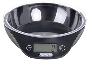 Mesko MS 3164 waga kuchenna z miską 700 ml, maksymalna waga 5 kg, cyfrowa, precyzyjna waga do gospodarstwa domowego z funkcją tarowania, waga elektroniczna, precyzja do 1 g, czarna, 21 x 19 x 6 cm