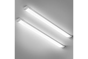 muzha 2 Packs LED Batten Lights 4FT 40W 4000k Daylight,Low Profile Wall or Ceiling Surface Mounted Fitting for Home/Workshop/Office/School Restaurant