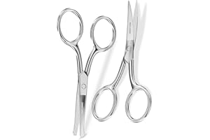 SWEET VIEW Eyebrow Scissors Curved and Rounded Nail Scissors - Small Grooming Scissors for Trimming Eyebrows, Nose, Mustache, Eyelashes, Ear Hairs, Nails and Cuticles.