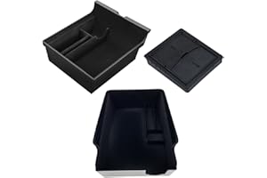 MIEBA [Lot de 3] Plateau organisateur de console centrale floquée pour accessoires Tesla modèle 3 Y 2021 2022 2023, accoudoir caché Cubby Tiroir pour argent, verre,pièce de monnaie,phone
