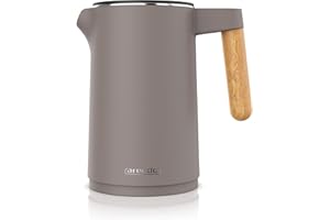 ‎ARENDO Arendo - Wasserkocher Edelstahl mit Temperatureinstellung - 45°C-100°C - 1.5 Liter - Doppelwand - BPA frei - Warmhaltefunktion - Teekocher mit Temperaturanzeige - Griff Cool Touch - Taupe
