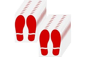 ‎YIKIADA YIKIADA Rot Bodenaufkleber mit Schuhabdrücke-Muster 8 × 18 cm Vinyl Selbstklebend Bodenmarkierungen Abdruck Wasserdicht Boden Aufkleber 20 Blatt
