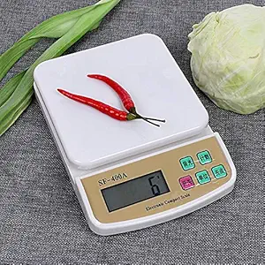 MG MART Electronic Kitchen Digital Weighing Scale Without Adapter (10 Kg-SF 400A) - White