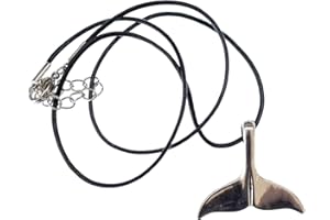 Miniblings Tail Fluke 45 cm Catena Collana Ciondolo in Pelle Wal Balena Delfino - Silver Chain Link - Gioielli Fatto a Mano