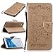 Produktbild Roreikes Huawei Y6 II / Huawei Honor 5A Hülle,Huawei Y6 II / Huawei Honor 5A Case, Kettensägen-Bär Design Muster Prägemuster Design Folio Cover Wallet im Bookstyle mit Standfunktion Karteneinschub und Magnetverschluß Etui für Huawei Y6 II / Huawei Honor 5A - Hellbraun