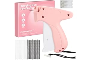 HAO ZHU Stitch Gun for Clothes | Micro Stitch Gun & Clothes Tagging Gun | Kimble Gun Style Portable Sewing Tool for Quick Repairs, Alterations | Includes 5 Needles & 1000 Black + 1000 White 5mm Fasteners