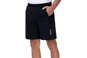 Rvinroo Sport Shorts Herren Schnelltrocknende Training Herren Gym Bodybuilding lässige Shorts Basketball Atmungsaktive Laufshorts mit Reißverschlusstasche