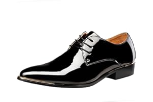 wealsex Scarpe Uomo PU Pelle Verniciata Derby Basse Oxford Business Scarpe di Cuoio Grande Taglia 44 45 46 47