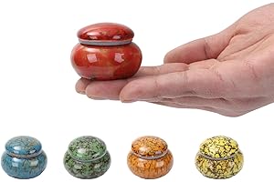 YOUDEAR MEMORIALS Small Urn for Human Ashes - 1.6'' Handicrafted Urn - Beautiful Tiny Keepsake Urns - Mini Urn Made of Ceramic - Hold 1.2 Cubic Inches of Ashes (Red)