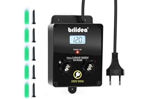 230V Weidezaungerät mit LCD-Anzeige, Briidea 12.000 V 3 Joule Elektrischer Zaunladegerät, 10 km Reichweite, Sicherer und Effektiver Tierschutz für Nutztiere, Garten und Weide
