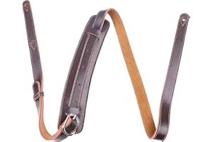 rayzm Pasek o szerokości 5,5 cm ze wzmocnieniem ramienia i zamszową podszewką, wysokiej jakości skórzany pasek do gitary akustycznej/elektrycznej lub basowej, regulowana długość od 110 do 155 cm