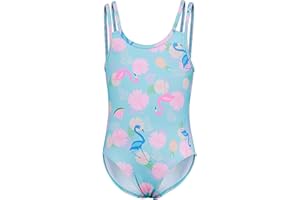 TIZAX One Piece Swimsuit for Girls UPF 50+ Kids Swimming Costume Quick Drying Swimwear Summer Holiday Beachwear for Children 4~12 Years