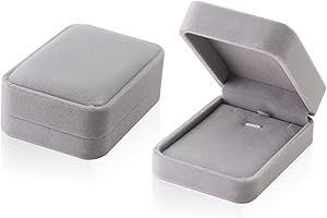 lvzhen 2Pcs Jewellery Gift Boxes, 10x7x3.8cm Necklace Gift Boxes with Lid Velvet Pendant Gift Box for Birthday Anniversary Presents Christmas Boxes (Grey)