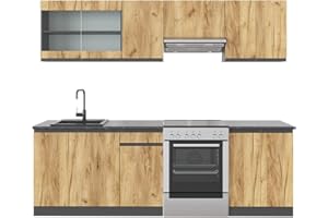 Vicco Cucina componibile Raul, Quercia dorata/antracite, 240 cm