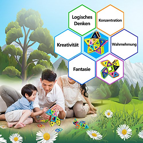 InnooTech 76tlg mini Magnetische Bausteine Konstruktionsbausteine Bauklötze Baukasten Konstruktion Blöcke Magnetspielzeug Lernspielzeug für Baby Kleinkind ab 3 Jahre - 6