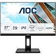 AOC U27P2 - Monitor UHD da 27", regolabile in altezza (3840 x 2160, 60 Hz, HDMI, DisplayPort, hub USB), colore: Nero