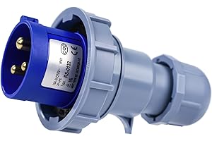 FYEARFLY 250V 16A 2P+E Industrial Adapter, 3pin CEE Plug/Socket Adapter IP67 Waterproof Flame-Retardant Electrical Engineering Socket Coupling Connector (Plug)