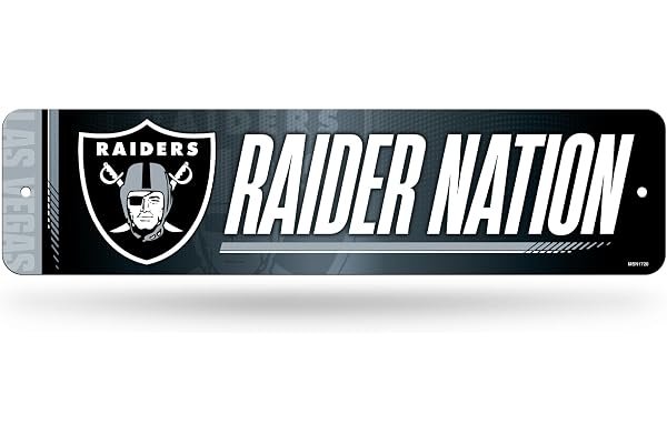 Rico Industries NFL fotboll Las Vegas Raiders vägskylt i metall 10 cm x 38 cm heminredning – sovrum – kontor – man cave