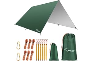 RYACO Toldo de Refugio Impermeable 3M*3M, Hamaca Tienda de campaña, portátil, Ligera, Impermeable, Refugio para Camping, Senderismo, Mochila (Verde Oscuro de Primavera, 3m x 3m)