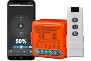 YUEYANG Interruptor de persiana RF,mando a distancia para persianas eléctricas,funciona en paralelo al interruptor de cortina ,módulo compatible con Alexa y Google Home,aplicación SmartLife/Tuya