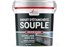 étanchéité bassin citerne béton enduit souple pour ouvrage hors-sol ou fissuré piscine sous carrelage - ARCACIM S2 AQUA - 4 kg Gris Marron Proche - RAL 7013 - ARCANE INDUSTRIES