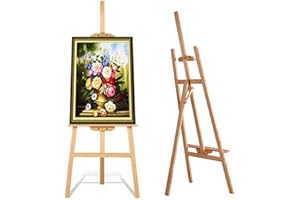 RIGOGO Chevalet Bois Studio en Forme de A - 150 cm - Chevalet d'Atelier Pliant de Studio - Hauteur et angle Réglables - Facile à monter - Pour mariage - Support de peinture