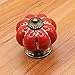 Produktbild AOTUOTECH Keramik Vintage Kürbis Schrankknauf Schubladengriff Tür Schrank Schubladen Schließfach, Red Pumpkin, 3#