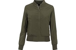URBAN CLASSICS Giubbotto Bomber da Donna con Polsini a Coste, Giacca a Vento Leggera, Giubbottino Bomber a Maniche Lunghe con Cerniera e Tasche, Diversi Colori Disponibili, Taglie: XS-5XL