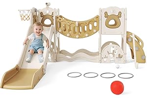 STYPLZ Scivolo per bambini,casetta da giardino per bambini, Set di Scivolo in Plastica per Interni per Bambini, Giochi Montessori per Parco Giochi (HT-21322)