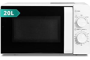 SMETA Mikrowelle 20L, Mikrowelle Klein 700W, 5 Leistungsstufen, Auftaufunktion nach Zeit und Gewicht, mechanische Steuerung, Solo mikrowellen mit 360°Drehteller Ø255 mm, für Küche und Büro, Weiß