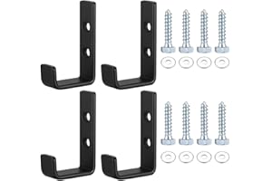 QEAPUG 4pcs Ganchos Resistentes para Pared en Forma de J, Ganchos de Acero al carbono Negros Universales, Percheros, Ganchos para Abrigos,Soporte de Pared para Artículos Voluminosos