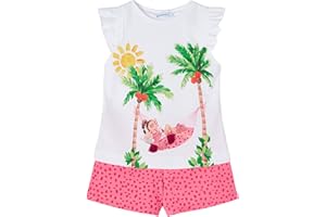 Mayoral Conjunto Short Niña – Camiseta Sin Mangas – verano Niña - Sport – Camiseta bordada y Pantalón corto estampado