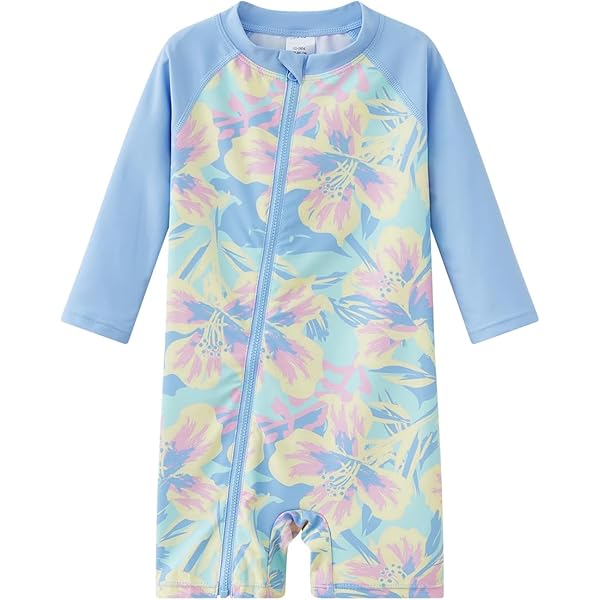 Baby Girls Swimsuits Baby Girls Long Sleeve One Piece Swimsuits - UPF 50 Sun Protection Rash Guards Baby Rash Guard Swimsuit