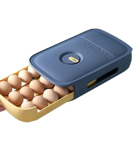 Rubtlamp Red Egg Holder For Refrigerator, 2 Drawers Egg Storage - View #8