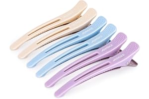 AIMIKE 6pcs Hair Clips for Styling Sectioning, Anti-Slip No-Crease Duck Billed Hair Clips with Silicone Band, Colorful Hair Roller Clips, Salon and Self Hair Cutting Clips for Hairdresser, Women, Men