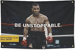 GOLD TRIDENT FLAGS Mike Tyson Be Unstoppable. Drapeau, motivation, fitness, inspiration, entraînement, Zuhause, Fitnessstudio, Wanddekoration, College, Wohnheim, Mannhöhle, 90 x 150 cm, coole Wanddekoration, Männer